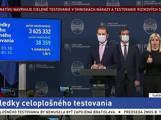 TB predsedu vlády I. Matoviča a ministrov o výsledkoch testovania