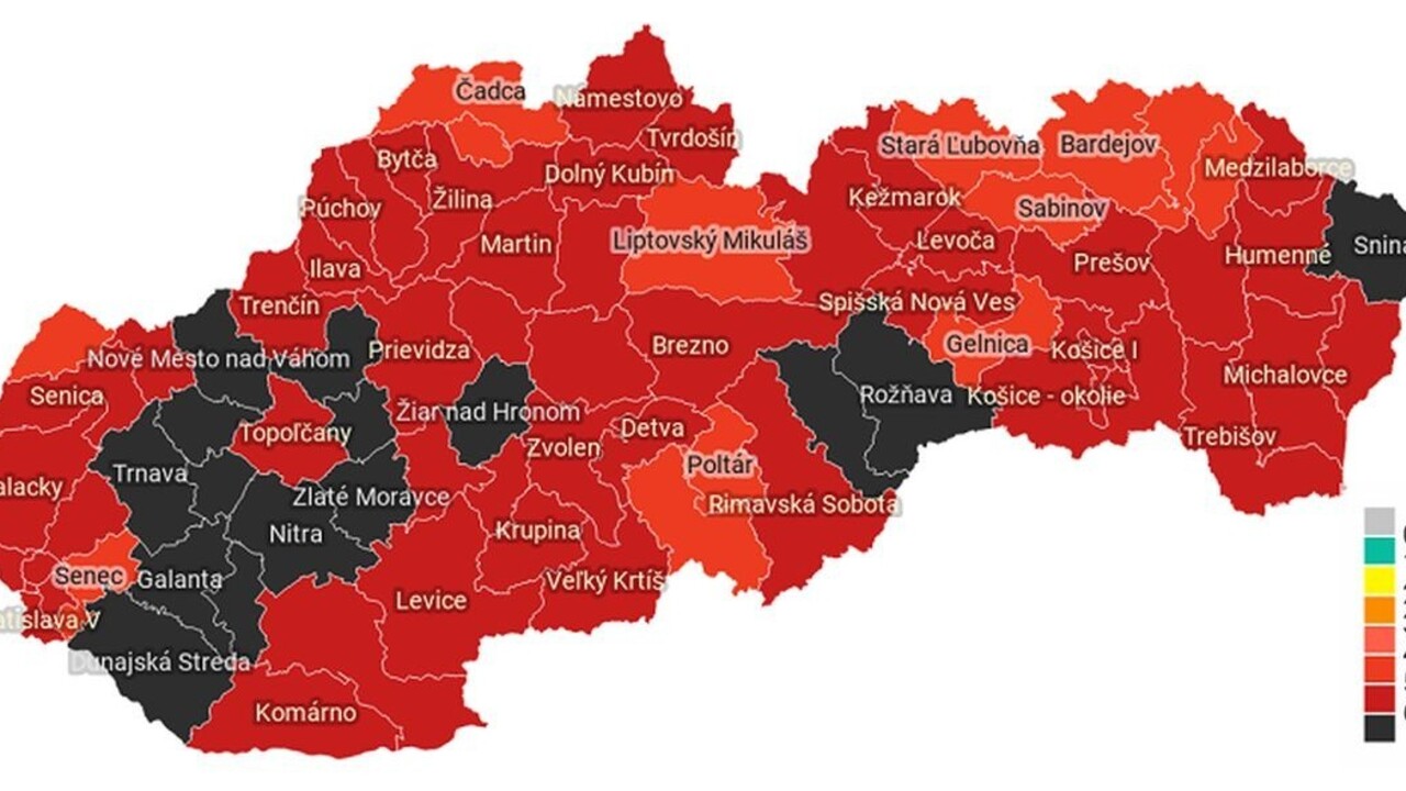 Toto je 15 čiernych okresov. Hrozí tu najväčšie riziko nákazy