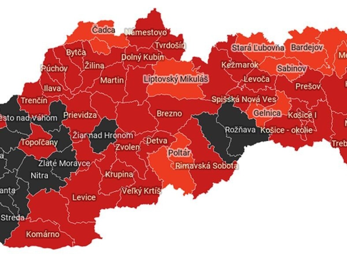 Toto je 15 čiernych okresov. Hrozí tu najväčšie riziko nákazy