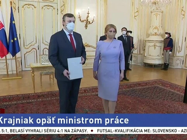 Prezidentka Z. Čaputová vymenovala M. Krajniaka za ministra práce