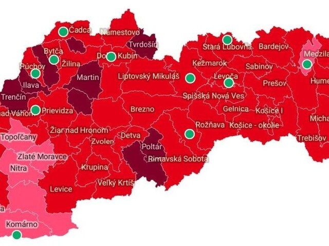 COVID automat: Od pondelka bude už 9 okresov v ružovej farbe