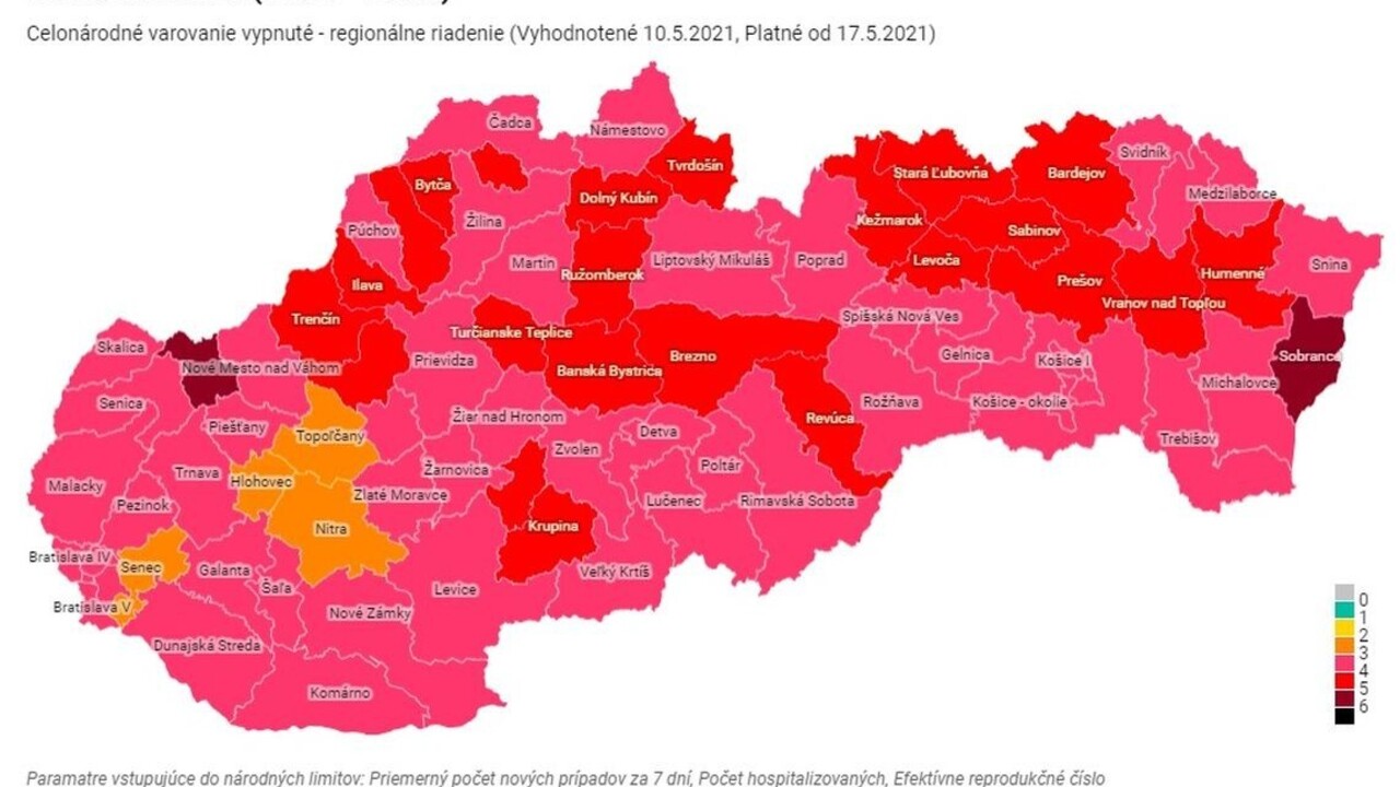 Covid automat: Najviac okresov je v ružovej fáze, štyri sú oranžové