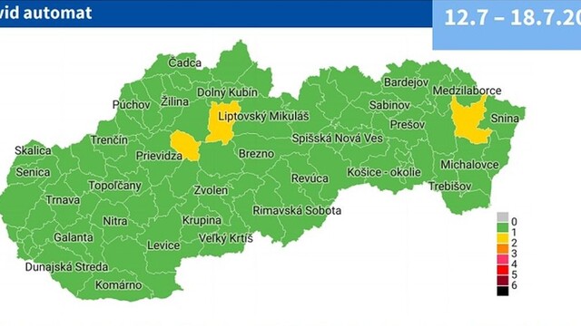 Od pondelka 12. júla sú v prvom stupni ostražitosti tri okresy