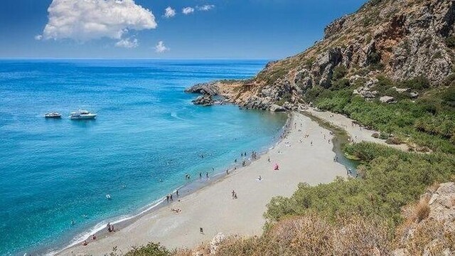 Krásna pláž Preveli na ostrove Kréta.