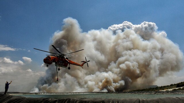 Lesné požiare v Grécku.