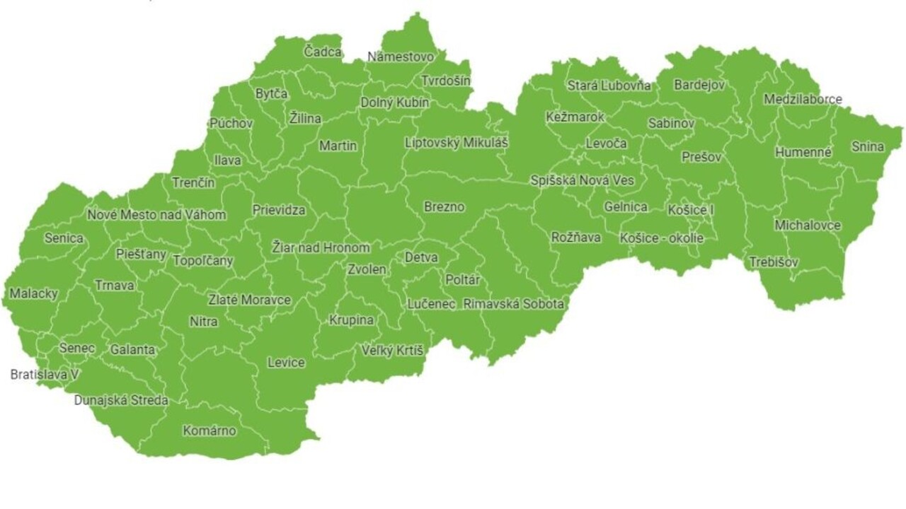 Covid automat: Všetky okresy sa aktuálne nachádzajú v zelenej farbe