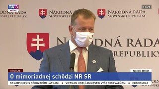 TB predsedu parlamentu B. Kollára o mimoriadnej schôdzi NR SR