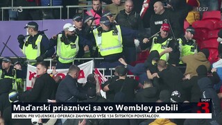 Maďarskí priaznivci sa vo Wembley pobili. 600 fanúšikov hostí napadlo usporiadateľskú službu
