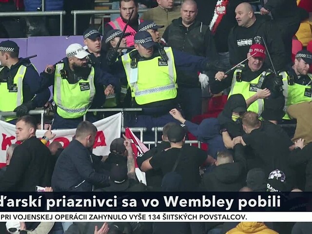 Maďarskí priaznivci sa vo Wembley pobili. 600 fanúšikov hostí napadlo usporiadateľskú službu