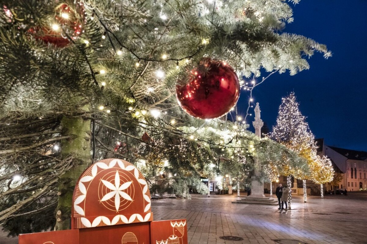 Vianočný strom na Hlavnom námestí v Bratislave.