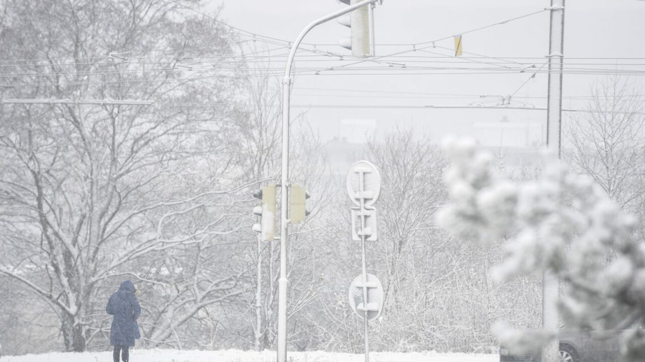 Silné sneženie v Bratislave.