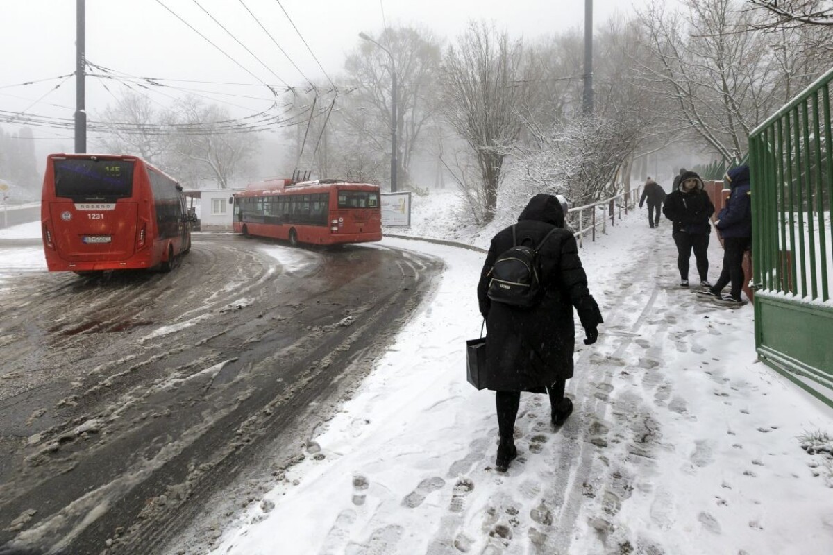 Sneženie na bratislavskej Kolibe.