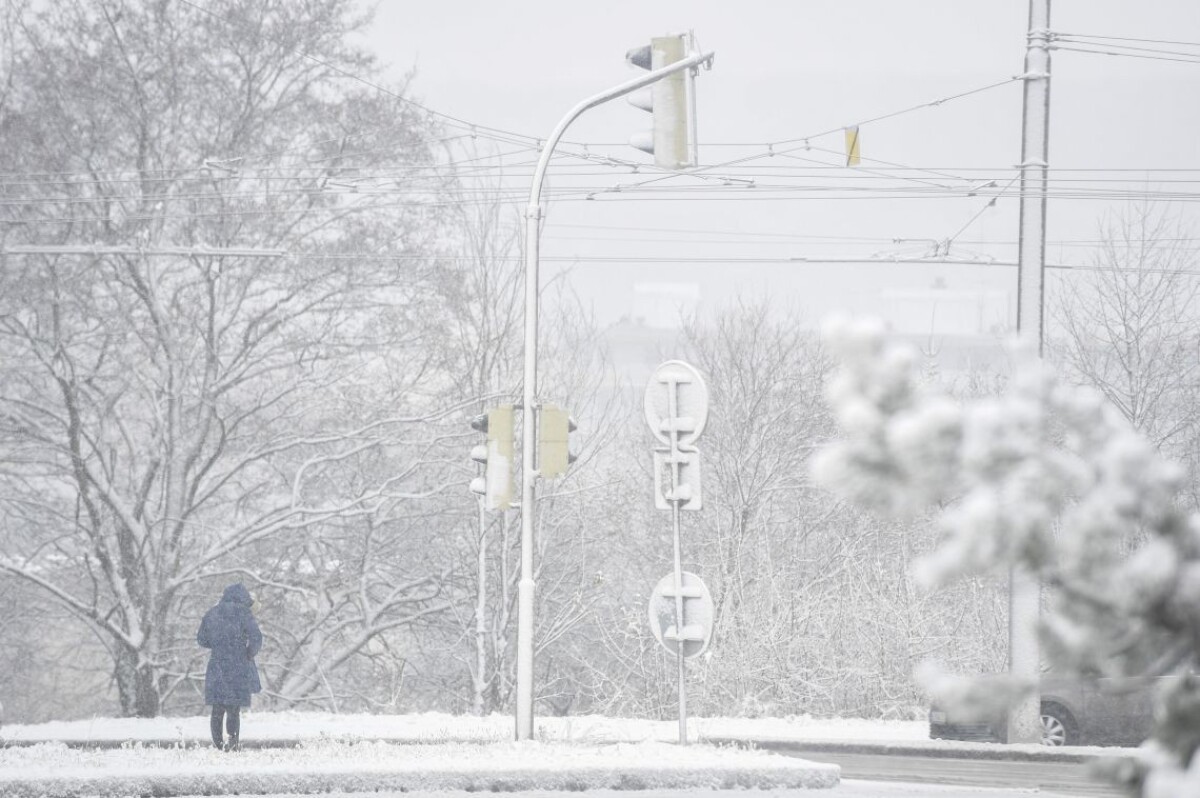 Silné sneženie v Bratislave.