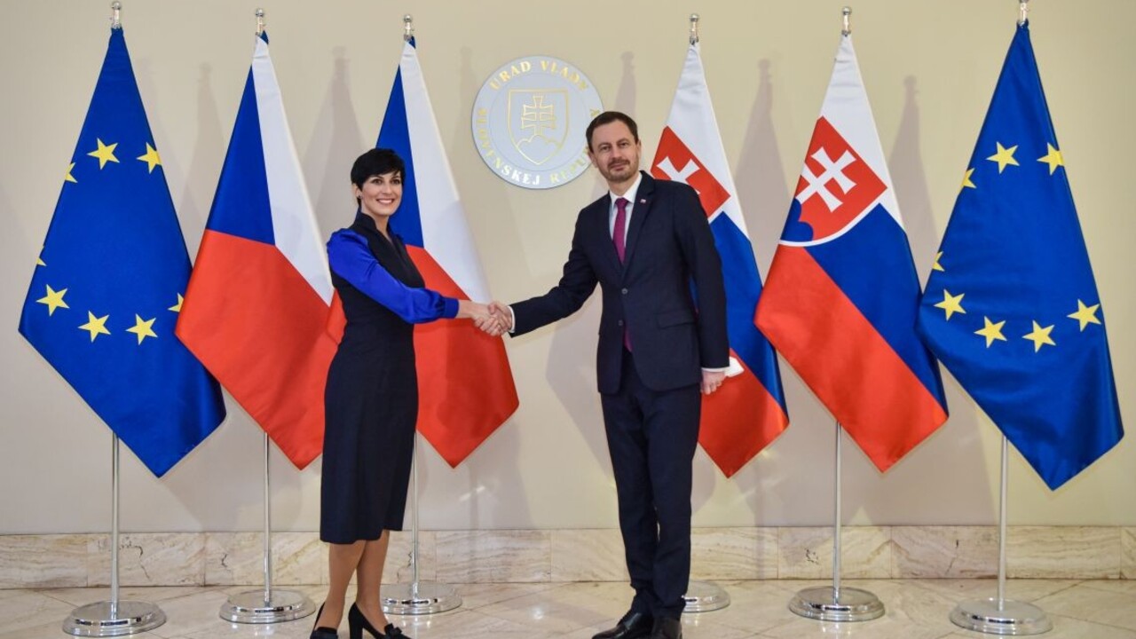 FOTO: Predsedníčku českej poslaneckej snemovne privítal aj Heger. Hovorili najmä o pandémii, ale aj o obrannej dohode s USA