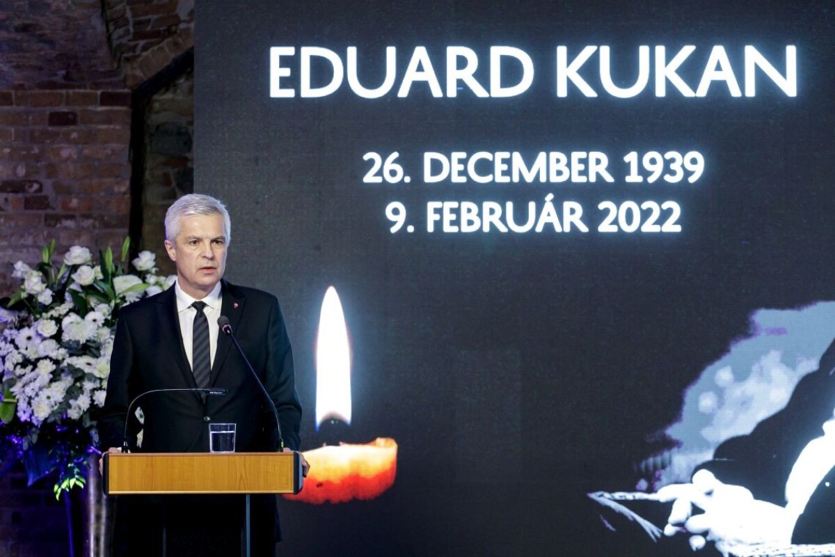 Na snímke minister zahraničných vecí a európskych záležitostí Ivan Korčok (nominant SaS) počas spomienkového podujatia na počesť bývalého ministra zahraničných vecí SR Eduarda Kukana.