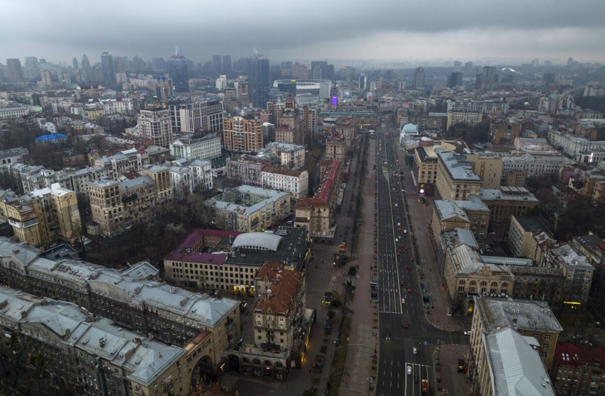 Letecká snímka na Kyjev vo štvrtok 24. februára.