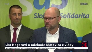 Sulík pripomenul, že Hegera čaká list o odchode Matoviča z vlády. Je pripravený rokovať
