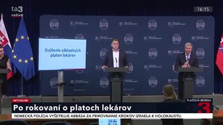 TB predsedu Lekárskeho odborového združenia P. Visolajského a ministra financií I. Matoviča po rokovaní o platoch lekárov