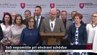 TB strany SaS o nepodpore pri otvorení riadnej parlamentnej schôdze
