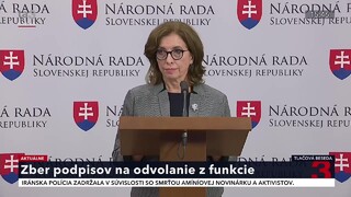 TB predsedníčky poslaneckého klubu strany SaS A. Zemanovej o odvolaní Igora Matoviča z funkcie