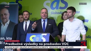 Vyhlásenie J. Drobu, M. Valla a M. Šimečku po skončení volieb