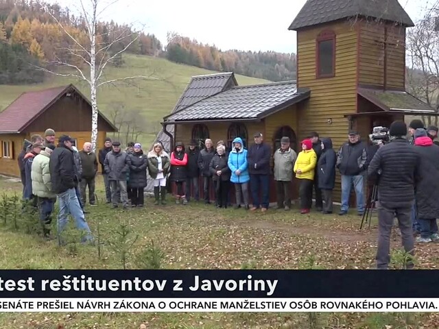 Reštituenti z Javoriny opäť protestovali, štát im stále nevrátil pozemky