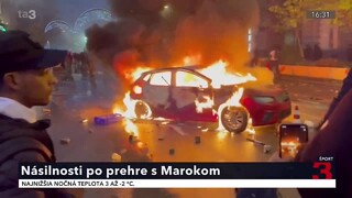 Po prehre Belgicka s Marokom musela zasahovať polícia. Ľudia hádzali na autá kamene a zapaľovali ohne