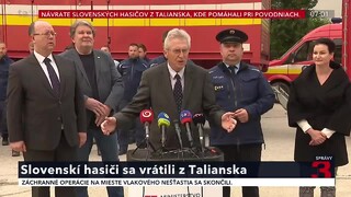 TB po návrate slovenských hasičov z Talianska