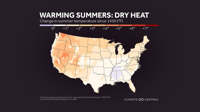 Teploty vo Washingtone od r. 1950 - suché horúčavy