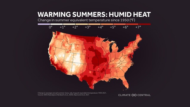 Teploty vo Washingtone od r. 1950 - vlhké horúčavy