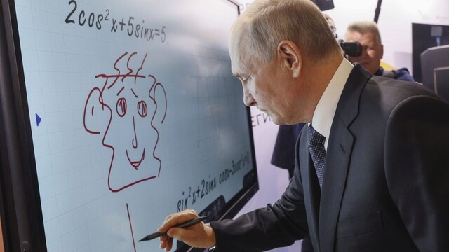 Putin kreslil po interaktívnej tabuli