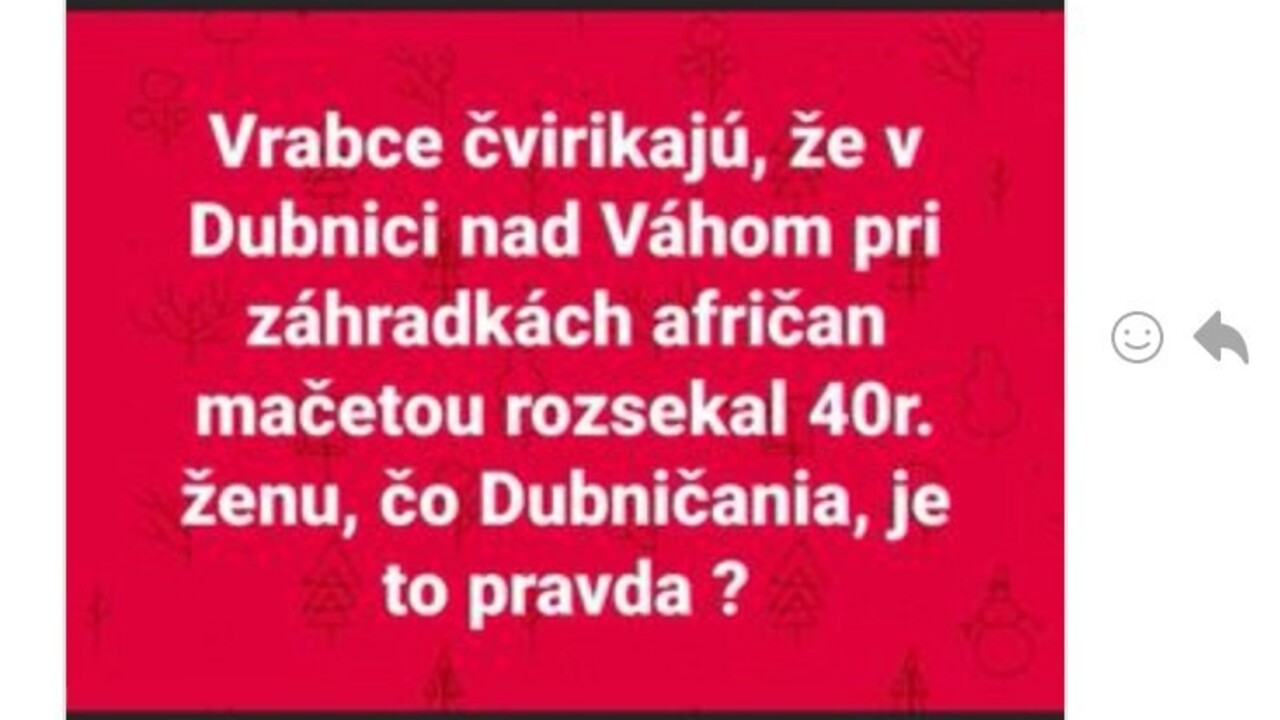 Vraždu v Dubnici sprevádzajú dezinformácie. Niektorí si myslia, že útočil Afričan