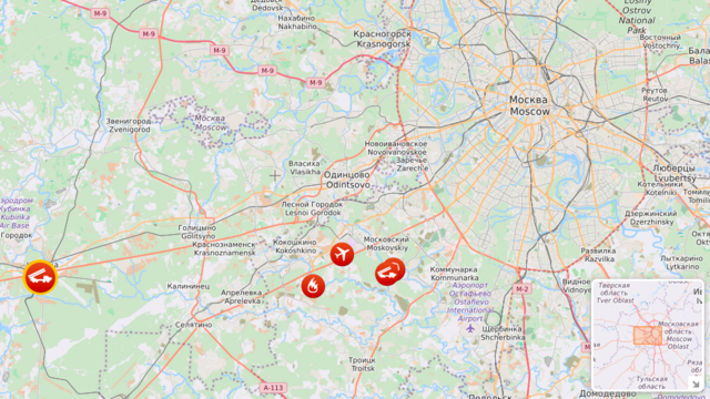Zostrelené drony blízko Moskvy