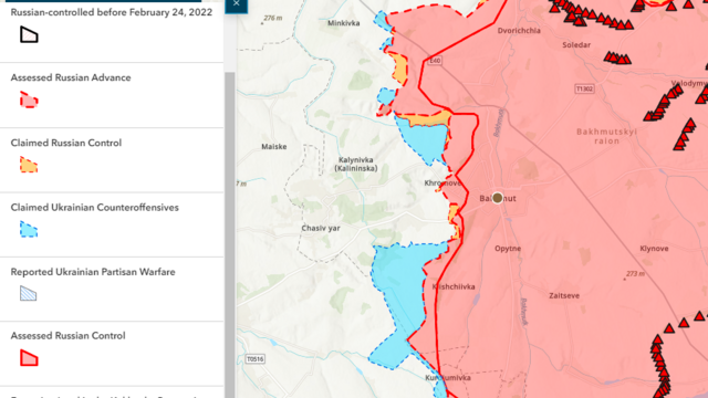 Ukrajinské pozície v okolí v Bachmutu
