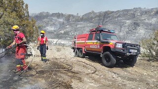 FOTO/VIDEO: Slovenskí hasiči na Rodose. Prácu im komplikujú vysoké horúčavy a silný vietor