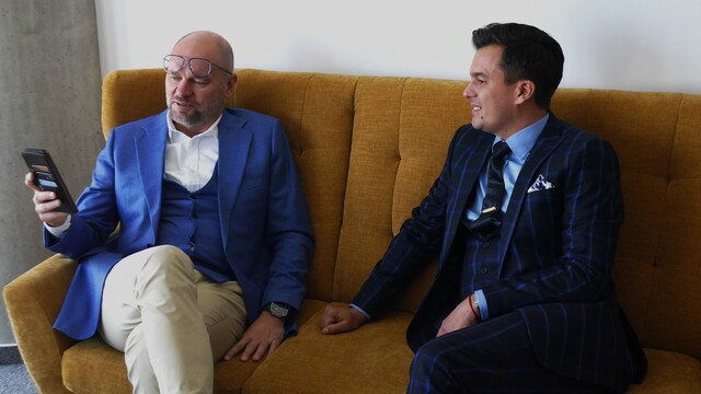 Richard Sulík a Braňo Král pred reláciou Téma 23. októbra 2023