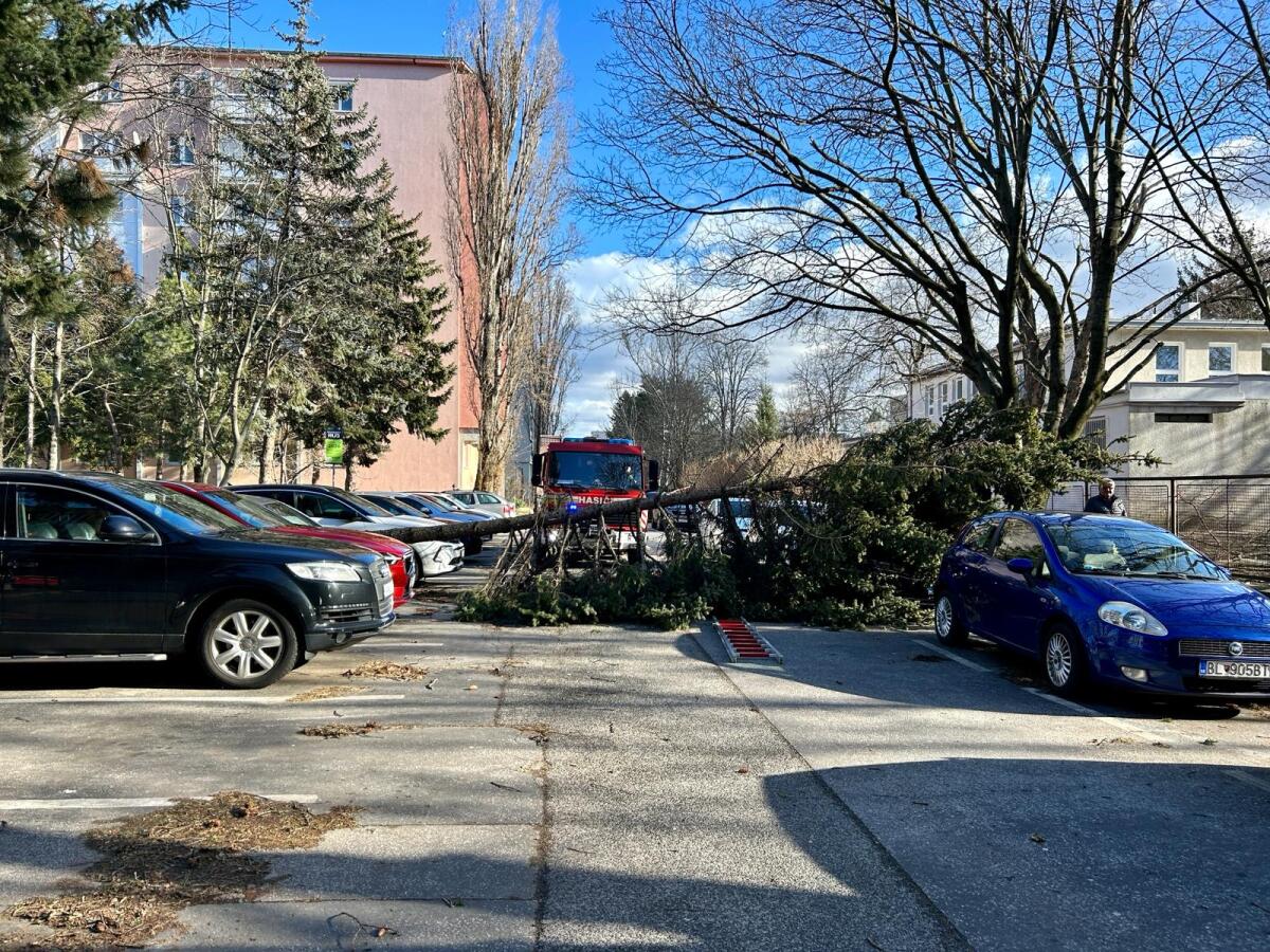Vyčíňanie vetra na Haburskej ulici v Bratislave
