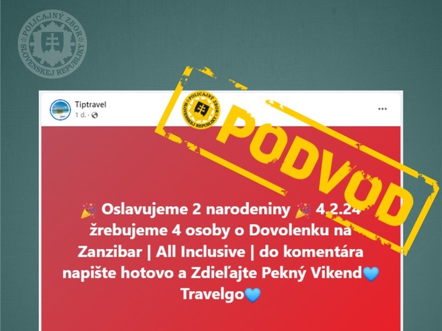 Rizikové je aj zdieľanie podvodného príspevku. Polícia upozorňuje Slovákov na ďalšiu falošnú súťaž