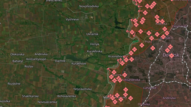 mapa Ukrajina Rusko postup vojakov