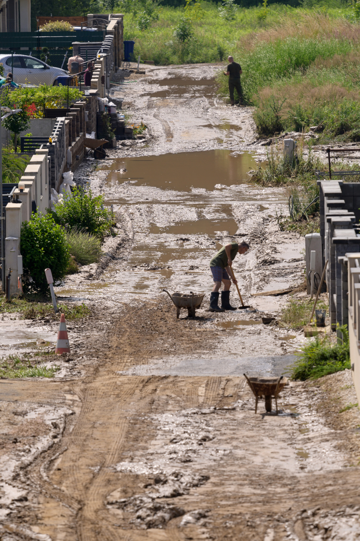 Škody povodne v Nitre. 