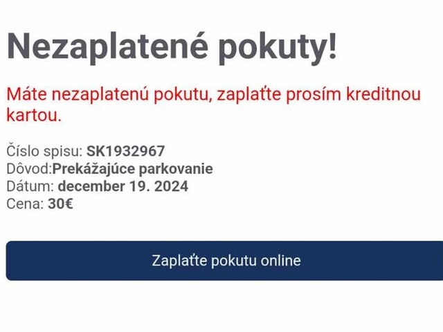 Slovákom chodia SMS, ktoré sa tvária ako oficiálne pokuty. Pozor, takto vyzerajú