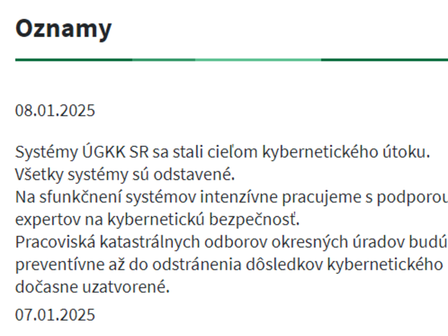 Kataster paralyzoval kyberútok, hekeri pýtajú výkupné. V piatok zasadne bezpečnostná rada