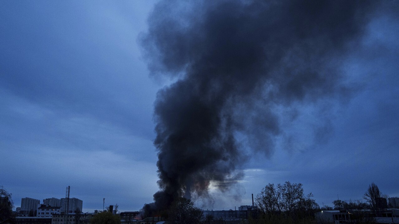 Ukrajina výbuch požiar plameň dym 