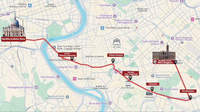 Trasa pohrebného sprievodu.