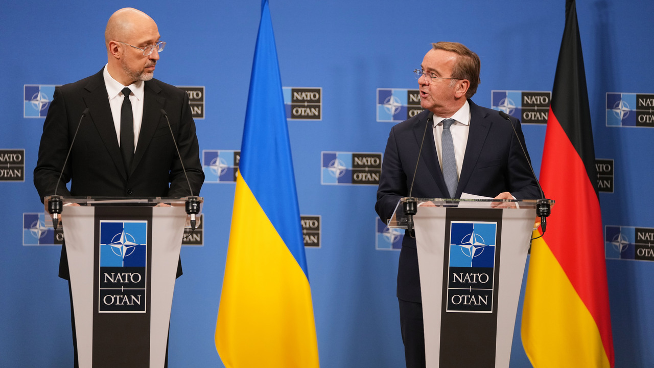 Nemecký minister obrany Boris Pistorius a ukrajinský minister obrany Denys Šmyhaľ