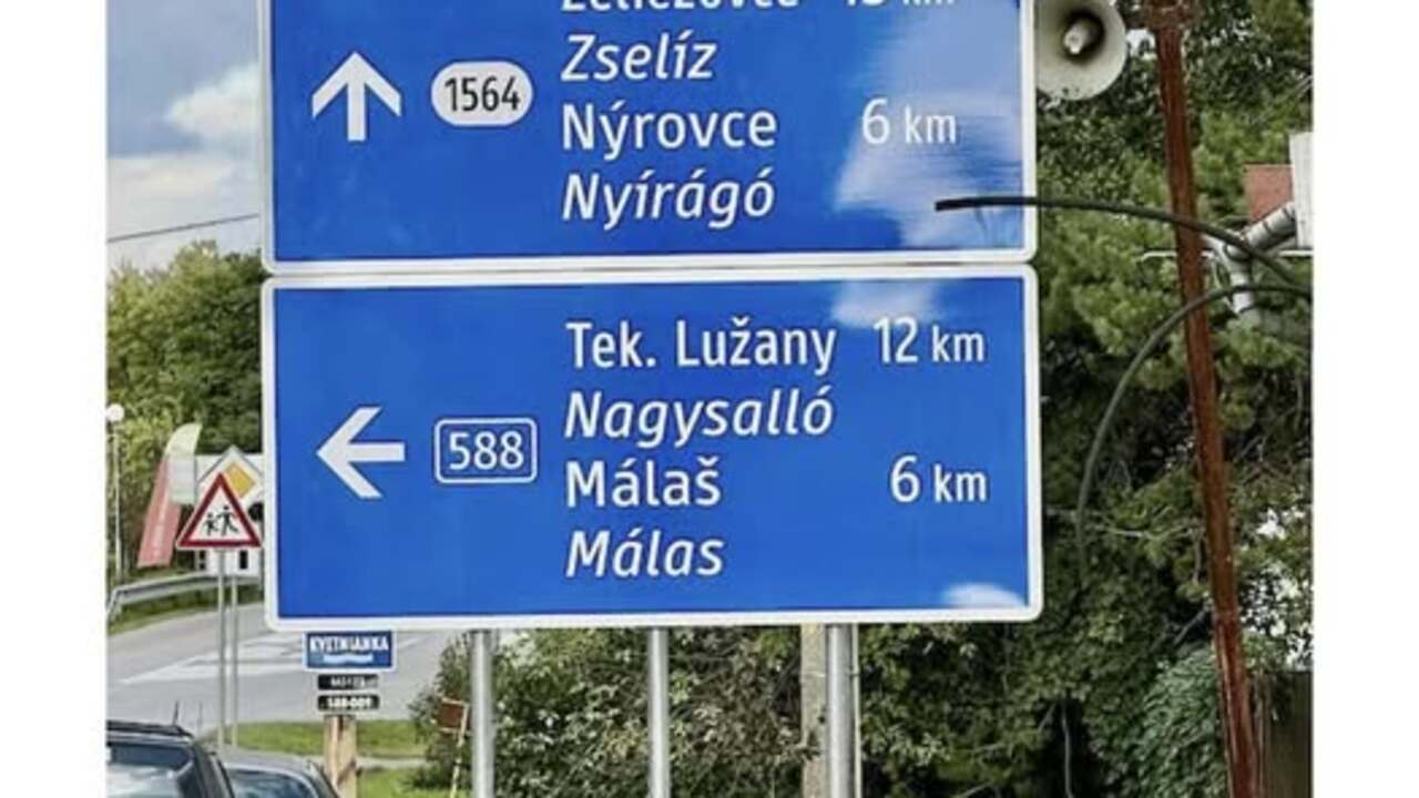 smerové tabule dvojjazyčné značky značka Machala