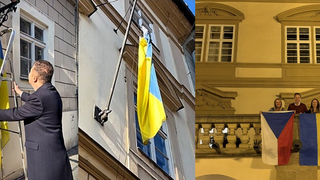 okamura ukrajinská vlajka