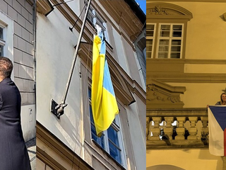 okamura ukrajinská vlajka