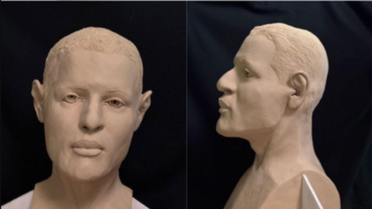 Forenzná rekonštrukcia podoby neidentifikovaného muža nájdeného mŕtveho v kempe pri meste Bailey.