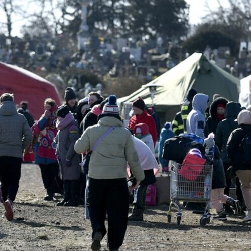 utečenci stanový tábor Ukrajinci